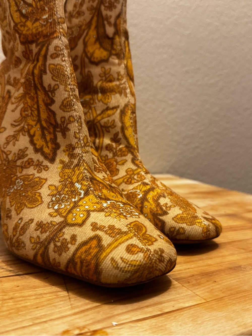 Sam Edelman Codie Tumeric Paisley Corduroy Ankle Booties